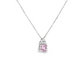 Round Pink Sapphire and Diamond Pendant Necklace in 14K White Gold