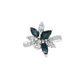 14K White Gold Floral Sapphire and Diamond Cocktail Ring