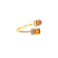 14K Yellow Gold Baguette Citrine and Diamond Bypass Ring