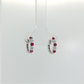 Alternating Ruby and Diamond Hoop Earrings in 14K White Gold