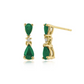Pear Emerald and Diamond Drop Earrings in 14K Yellow Gold