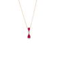 14k Yellow Gold Pear Ruby and Diamond Pendant Necklace