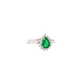 Pear Emerald and Diamond Halo Ring in White Gold