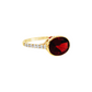 Oval Bezel Garnet and Diamond Ring in 14K Yellow Gold