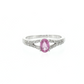 Oval Pink Sapphire Split Shank Ring in White Gold