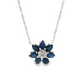 Royal Blue Sapphire Floral Pendant Necklace in 14K White Gold