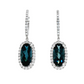 14K White Gold Oval London Blue Topaz Diamond Drop Earrings