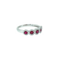 14K White Gold Five-Stone Ruby and Diamond Halo Ring