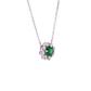 Round Emerald and Diamond Halo Pendant Necklace in 14K White Gold