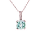 14K White Gold Cushion Aquamarine and Diamond Pendant Necklace