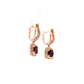 14K Rose Gold Ruby and Diamond Halo Drop Earrings