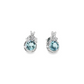 Round Aquamarine Knot Stud Earrings in Sterling Silver