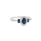 Oval Sapphire and Diamond Halo Ring in 10K White Gold