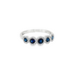 14K White Gold Five-Stone Sapphire and Diamond Halo Ring