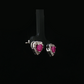 14K White Gold Heart-Shaped Ruby and Diamond Halo Studs
