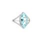Marquise Sky Blue Topaz and Diamond Halo Cocktail Ring in 14K White Gold
