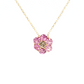 14K Yellow Gold Pink Sapphire and Cognac Diamond Floral Pendant