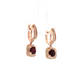 14K Rose Gold Ruby and Diamond Halo Drop Earrings