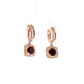 14K Rose Gold Ruby and Diamond Halo Drop Earrings