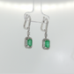 14K White Gold Emerald and Diamond Halo Drop Earrings
