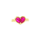 Pear Shaped Two Stone Ruby Heart Ring in Yellow Gold