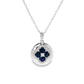 14K White Gold Sapphire and Diamond Clover Pendant Necklace
