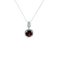 Cushion Garnet Diamond Halo Pendant Necklace in 14K White Gold