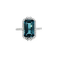 Emerald-Cut London Blue Topaz Halo Ring in 14K White Gold