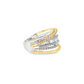 14K Two-Tone Gold Baguette and Round Diamond Multi-Band Ring