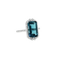 Emerald-Cut London Blue Topaz Halo Ring in 14K White Gold