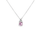 Round Pink Sapphire and Diamond Pendant Necklace in 14K White Gold