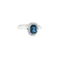 14K White Gold Emerald Shape Sapphire Diamond Halo Ring