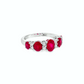 14K White Gold Oval Ruby and Diamond Five-Stone Ring
