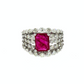 14K White Gold Cushion Ruby and Diamond Cocktail Ring