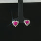 14K White Gold Heart-Shaped Ruby and Diamond Halo Studs