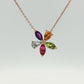 14K Rose Gold Multi-Gemstone Flower Pendant Necklace
