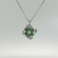 Tsavorite and Diamond Floral Pendant Necklace in 14K White Gold