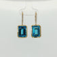 14K Yellow Gold Swiss Blue Topaz and Diamond Drop Earrings