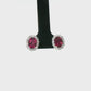 Oval Pink Tourmaline and Diamond Halo Earrings in 14K White Gold