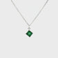 14K White Gold Princess Cut Emerald and Diamond Pendant Necklace