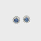 14K White Gold Sapphire and Diamond Halo Stud Earrings