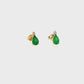 14K Yellow Gold Pear Emerald and Diamond Stud Earrings