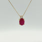 14k Yellow Gold Oval Ruby and Diamond Pendant Necklace