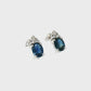 White Gold Royal Blue Sapphire and Diamond Earrings