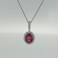 Oval Pink Tourmaline Diamond Halo Pendant Necklace