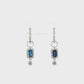 14K White Gold Sapphire and Diamond Halo Dangle Earrings