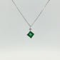14K White Gold Princess Cut Emerald and Diamond Pendant Necklace