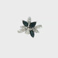 14K White Gold Floral Sapphire and Diamond Cocktail Ring