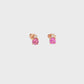 Vivid Pink Sapphire Diamond Stud Earrings in 14K Rose Gold