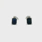 Emerald-Cut Sapphire and Diamond Stud Earrings in 14K White Gold